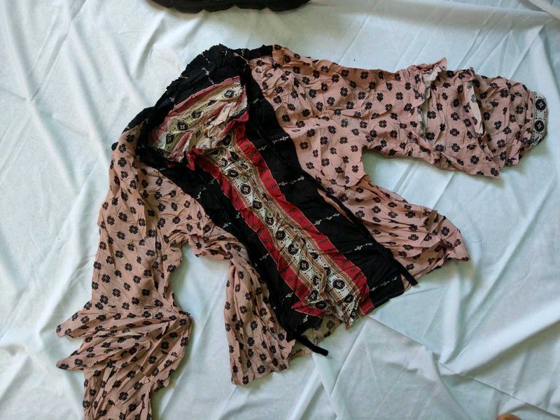 Unique Boho Floral Print Blouse