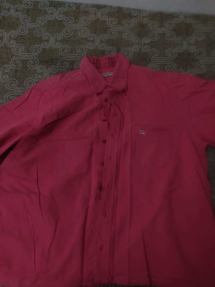 Men’s Burberry London Magenta Red Long-Sleeve Butt