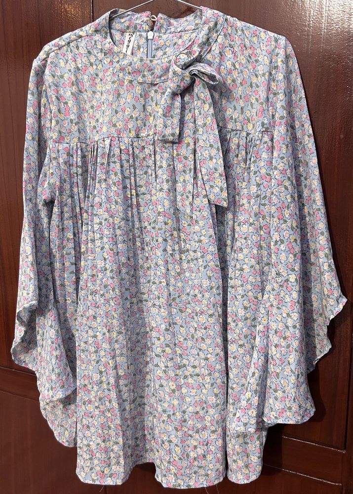 Floral Tie-Neck Blouse