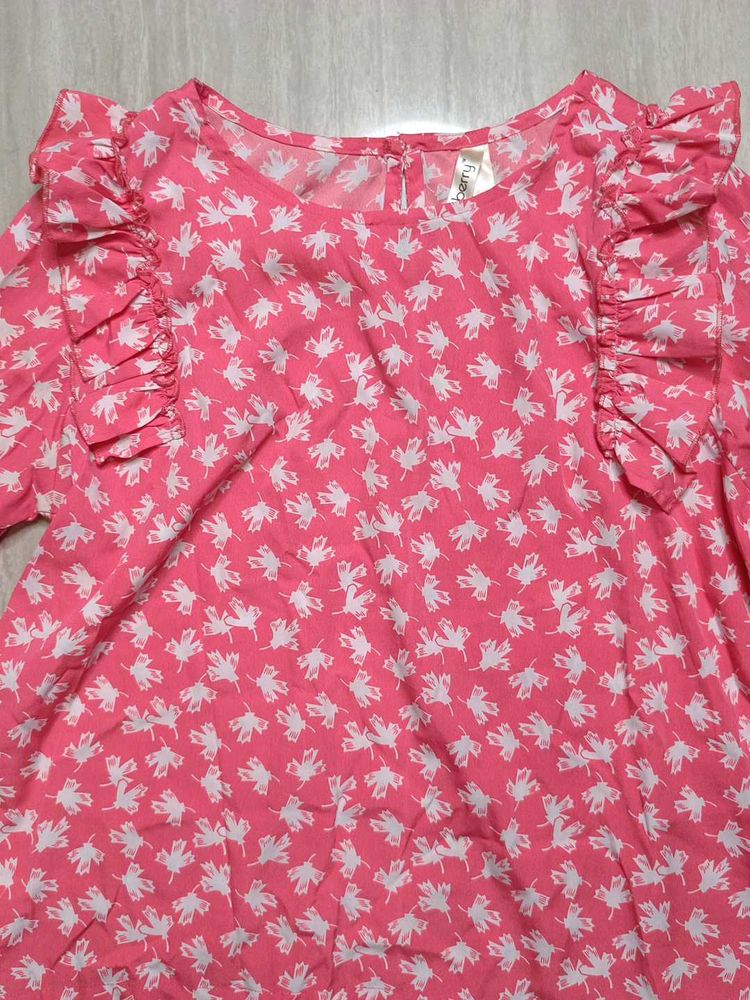Cute Pink Bunny Print Long Sleeve Top