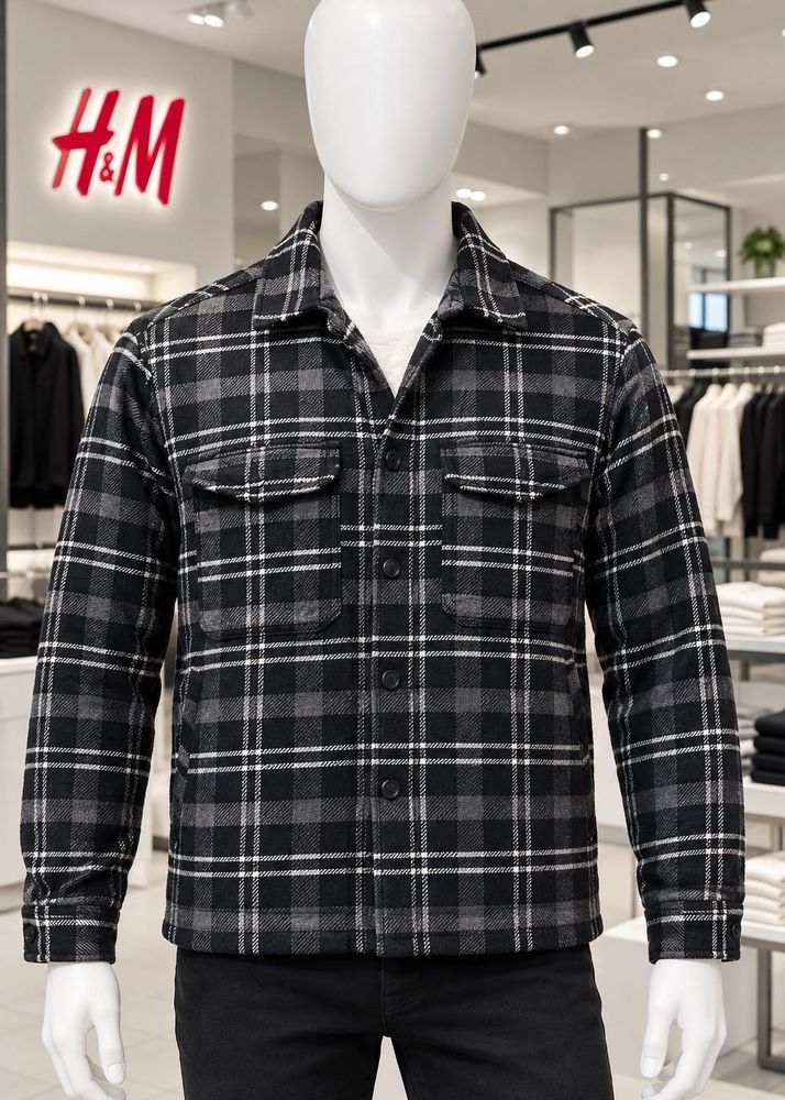 H&amp;M Men's Plaid Flannel Shirt Jacket