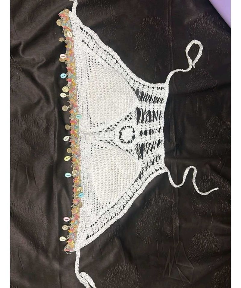 Crochet Bikini Top with Shell Accents combo