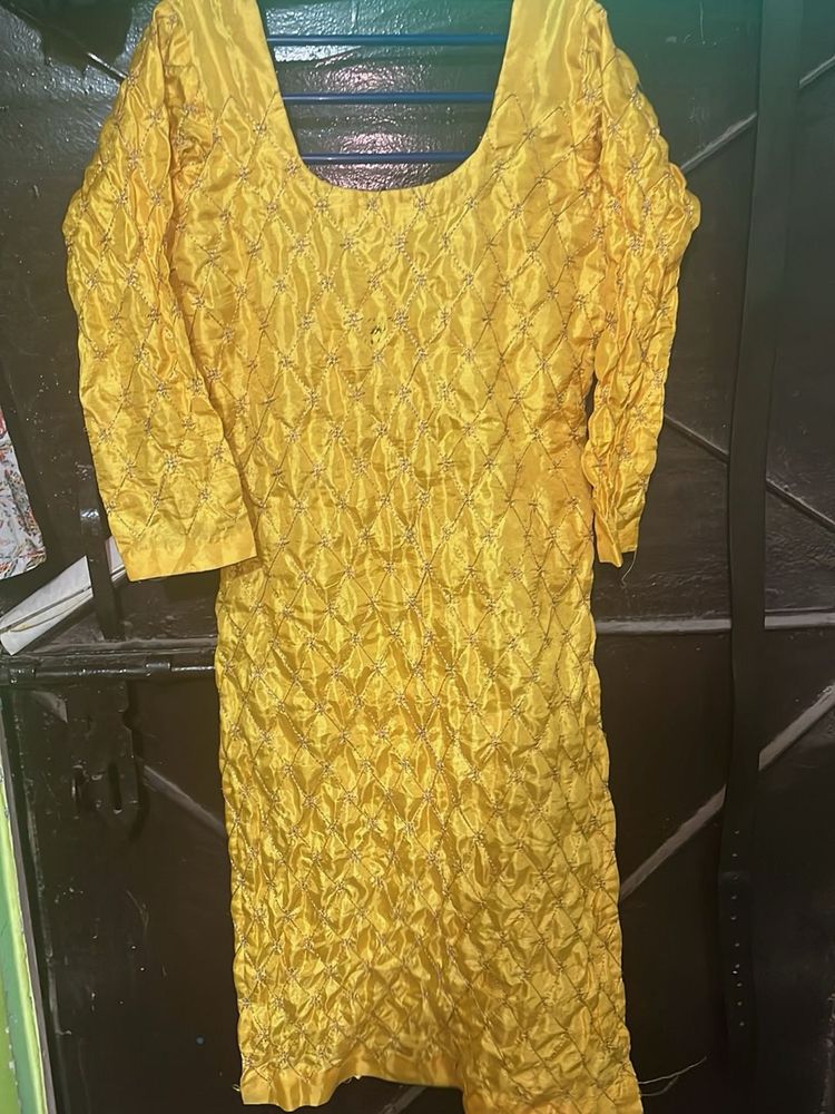 Vibrant Yellow Embroidered Kurti