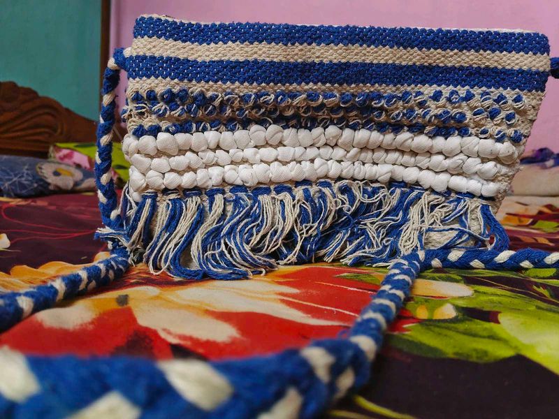 College like beg ....Boho Blue &amp; White Striped Sli