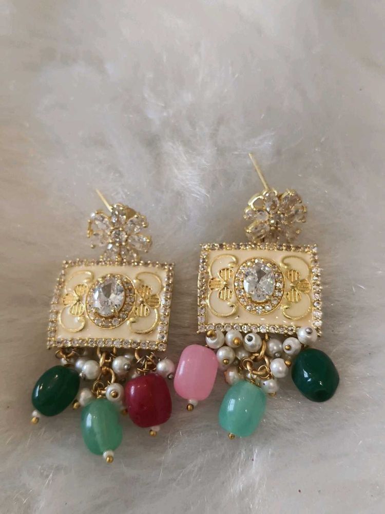 Elegant Dangle Earrings with Gemstones