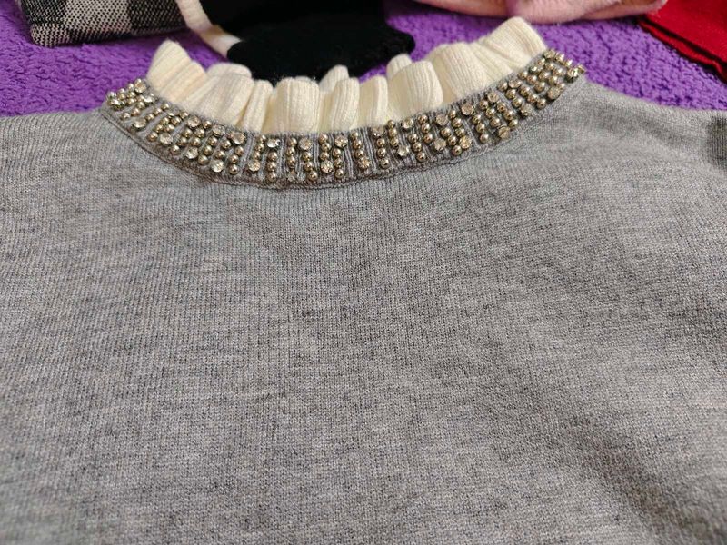 Prettiest Gray Embellished Sweater