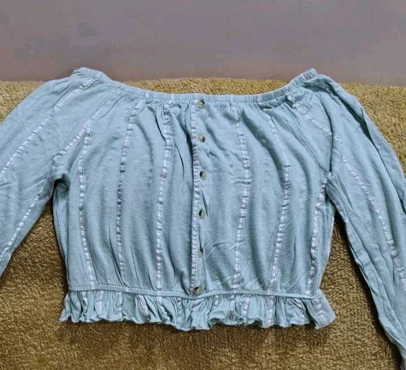 Off-Shoulder Striped Ruffle Top
