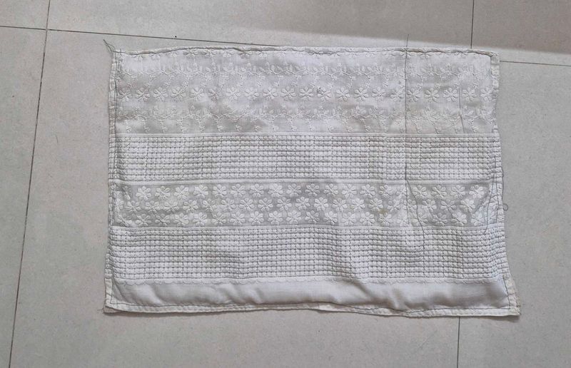 White Embroidered Doormat