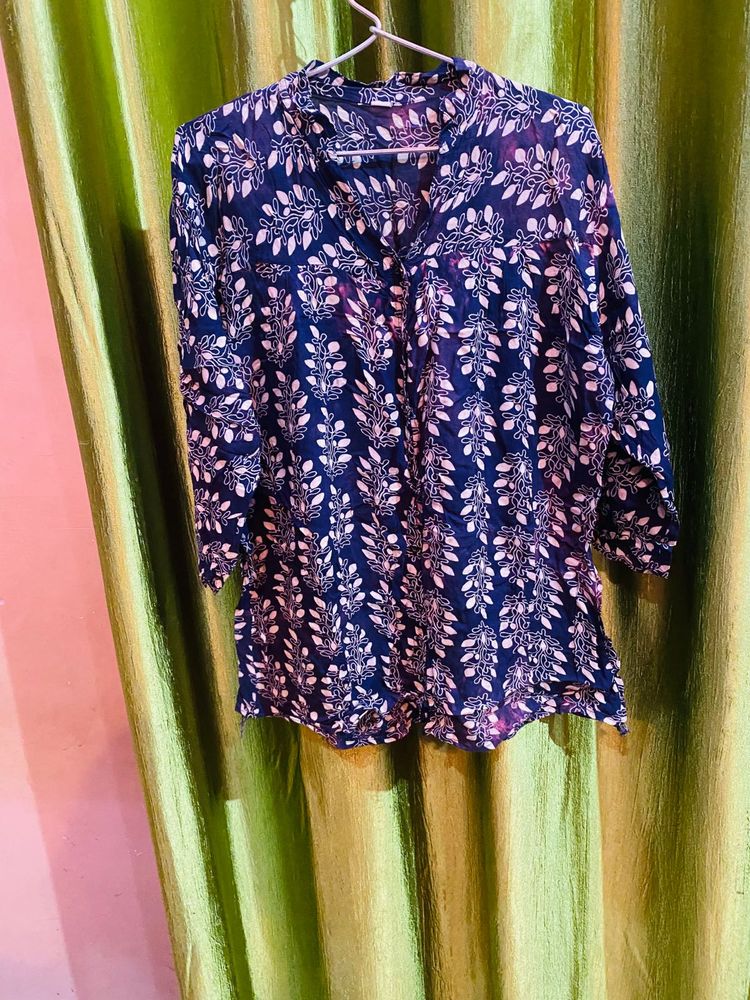 Stylish Blue Floral Print shirt