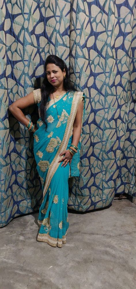 Heavy Look Embroidery  Bridal party wear saree