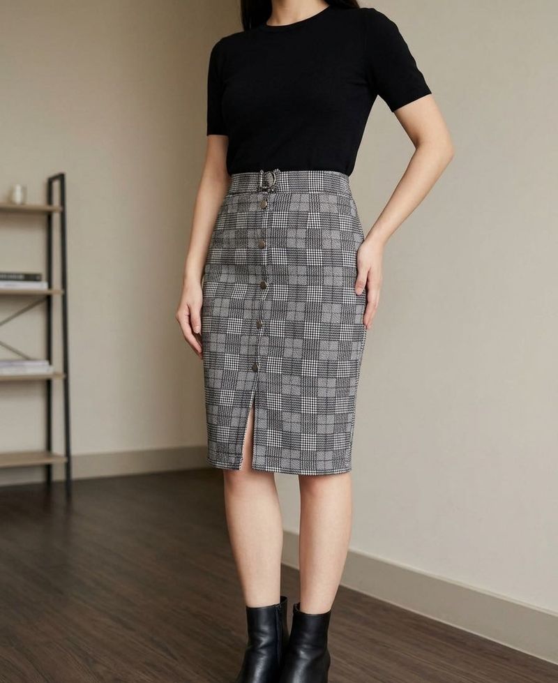 Plaid Pencil Skirt