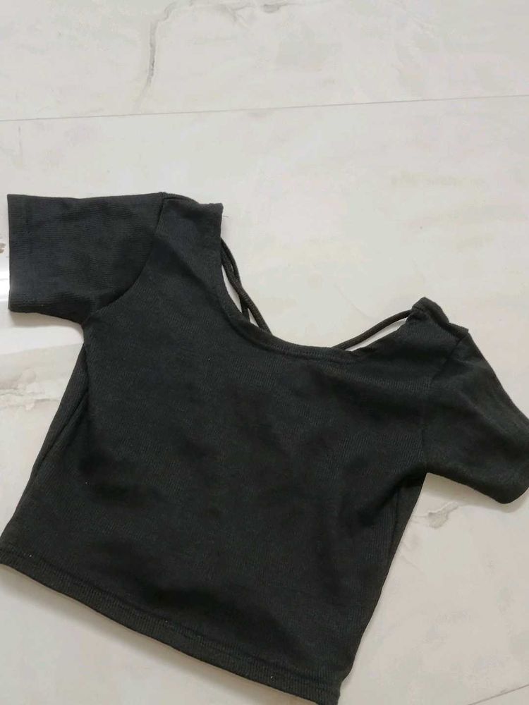 Dark Grey Back Tie Top