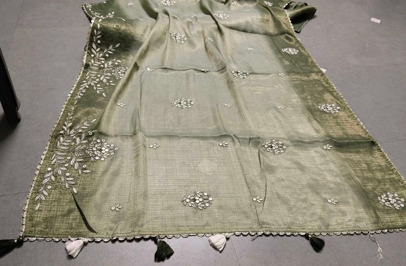 Elegant heavy  Saree 2 shade of green