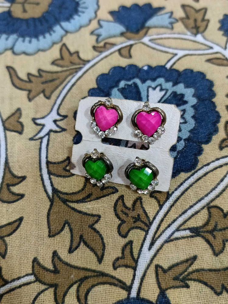 Heart Stud Earrings Set