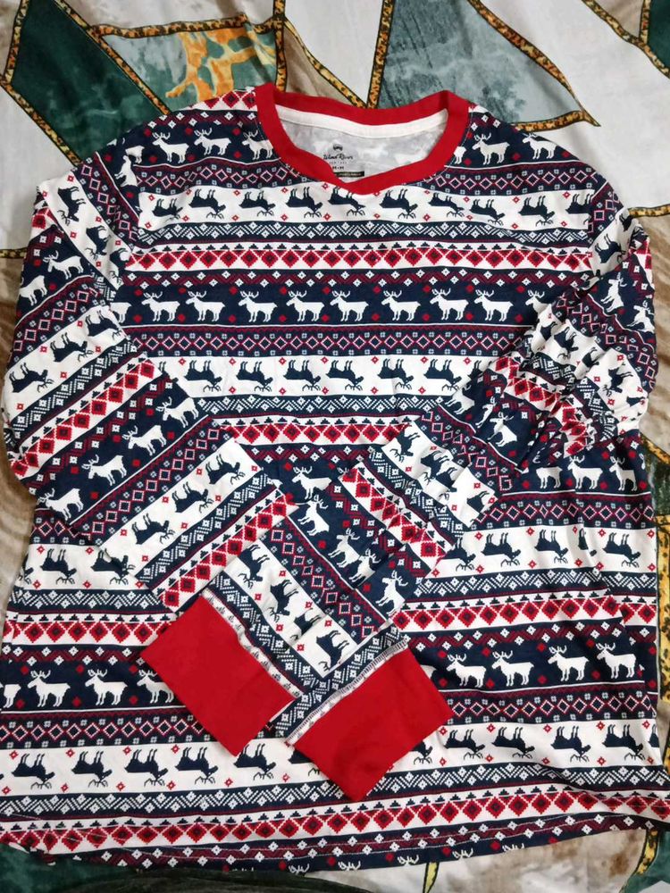 Festive Reindeer Print Long Sleeve T-Shirt