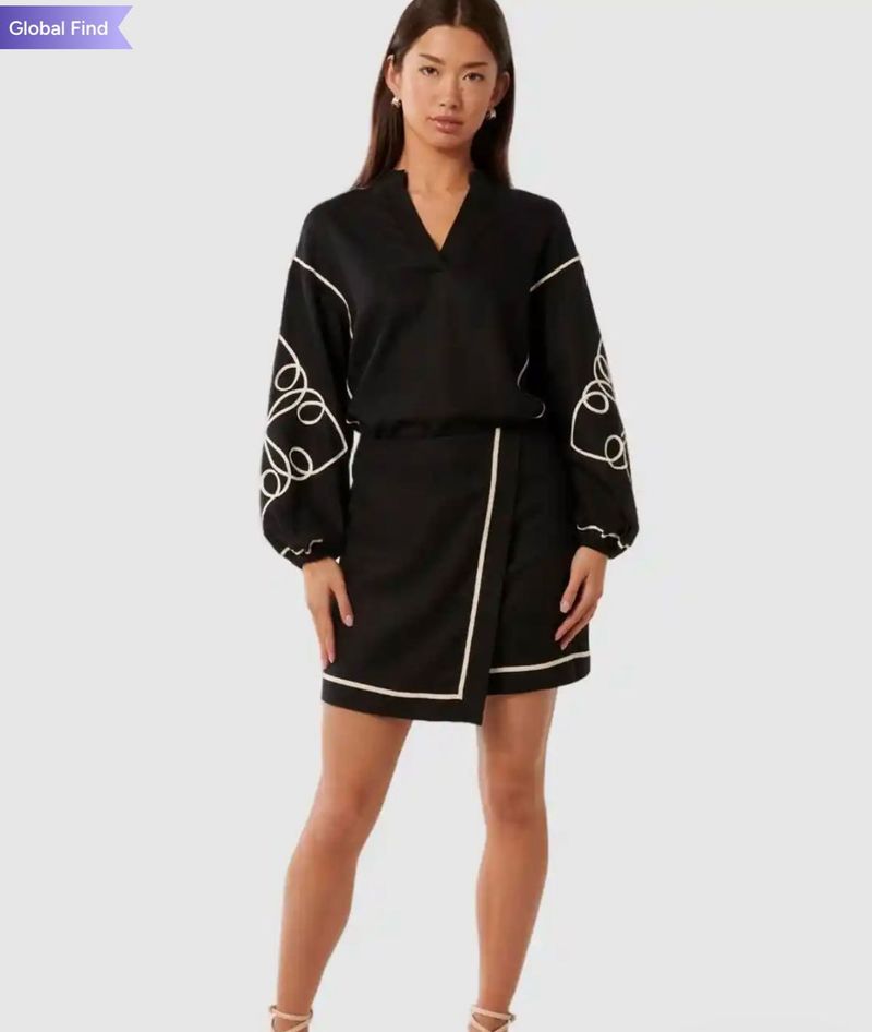 Forever New Black Embroidered Top