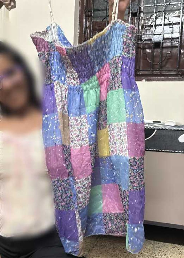 Boho Patchwork Smocked Maxi Dress