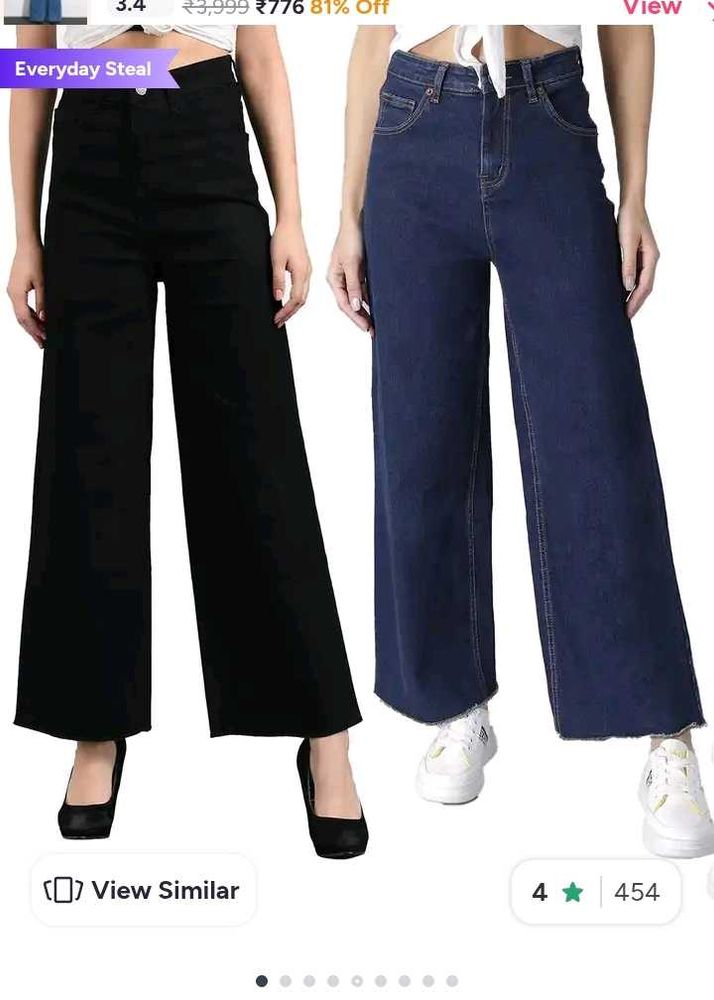 Stylish Wide-Leg Denim Pants Set