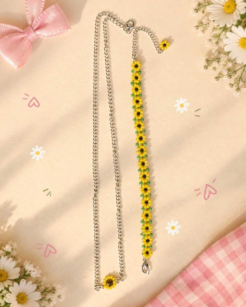 Sunflower Beaded Necklace Set