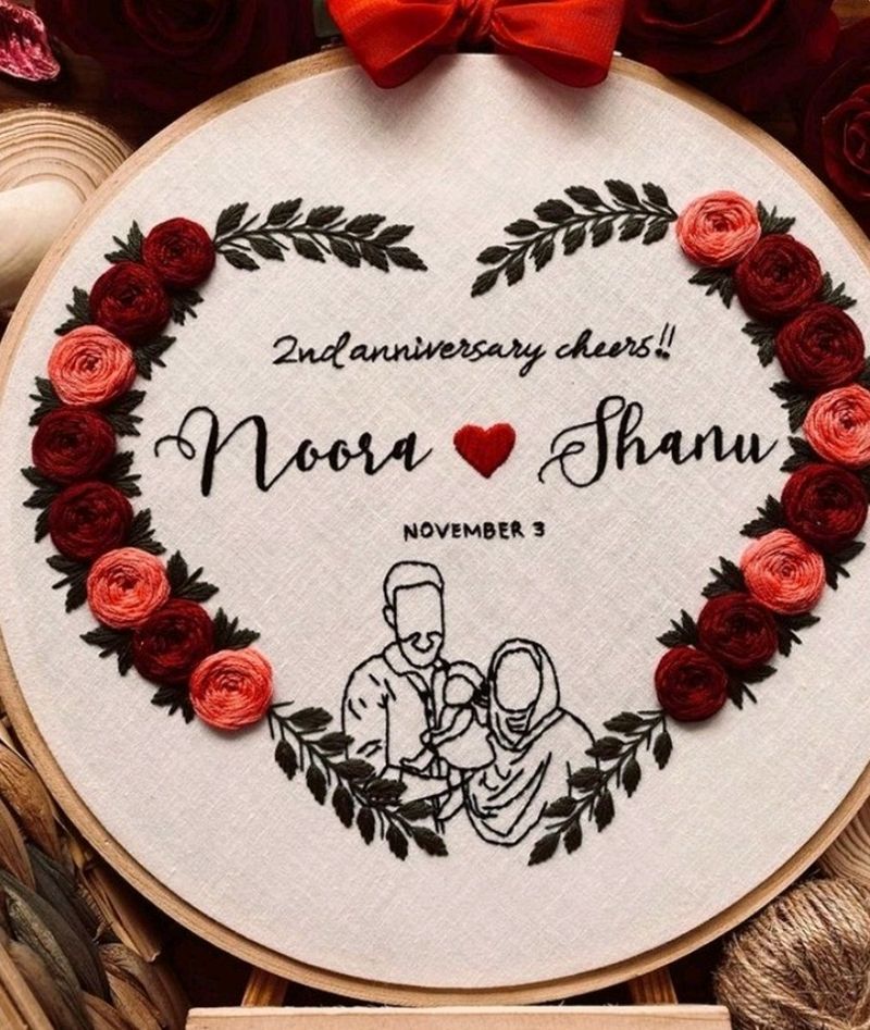 Anniversary Hoop Embroidery