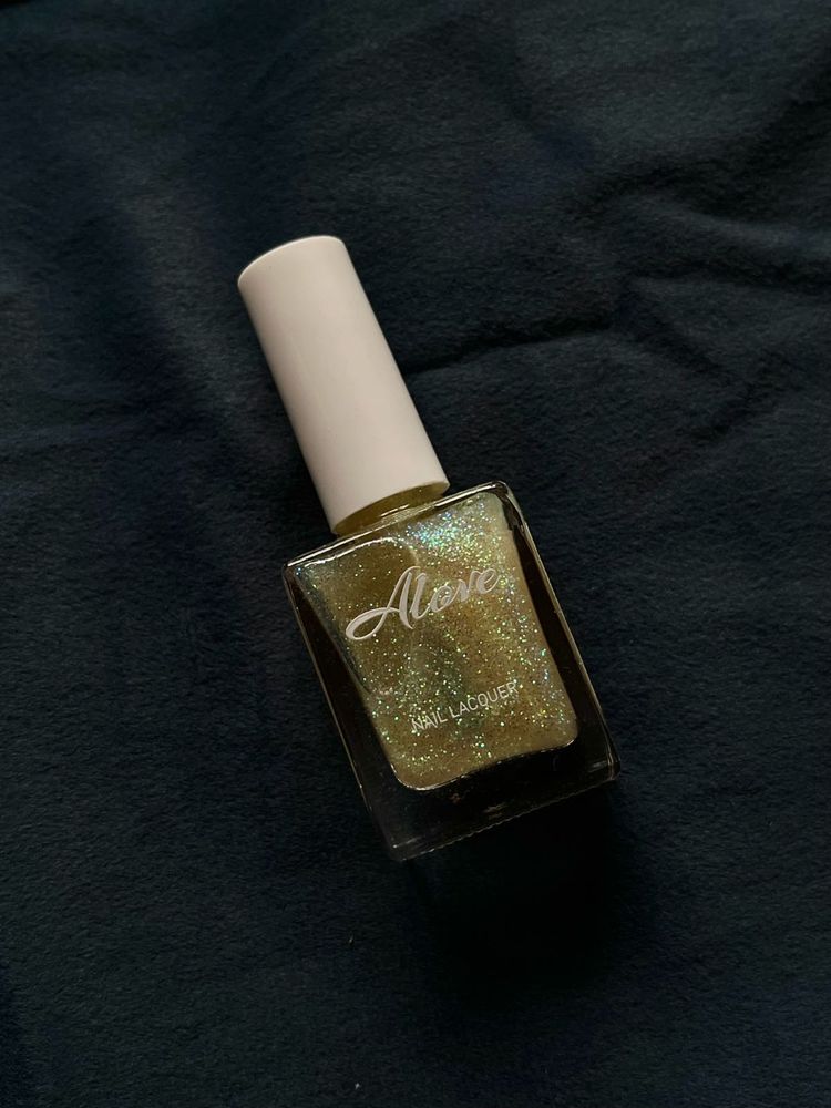 Shimmery Amber Gold Glitter Nail Polish