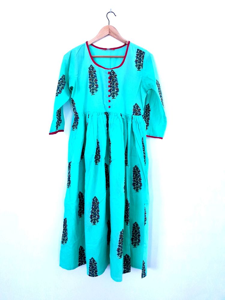 Mint Green Printed Kurta (Women's)