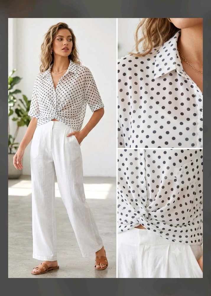 Chic Polka Dot Wrap Top
