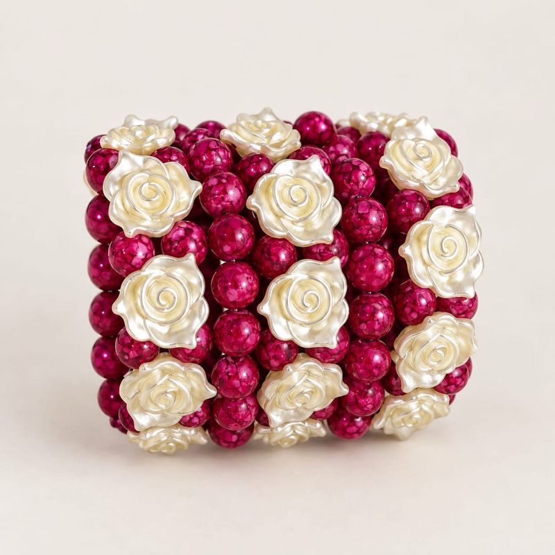Chunky Rose Beaded Bangle
