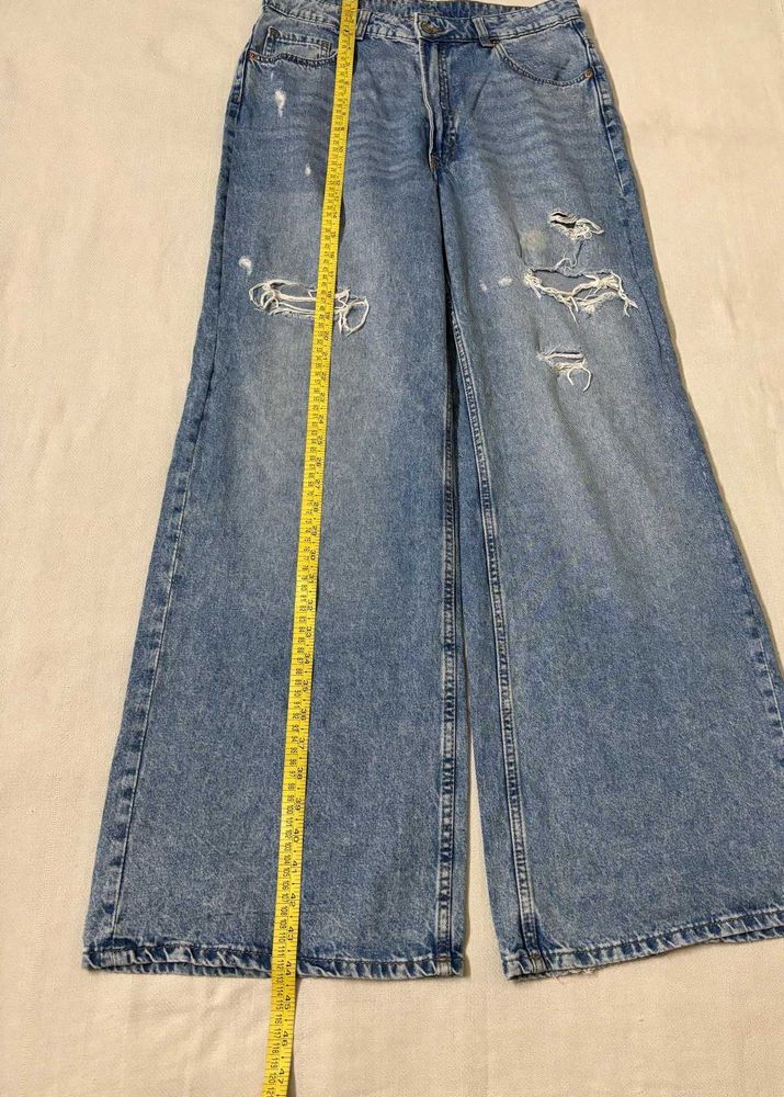 H&amp;M Distressed Wide Leg Jeans