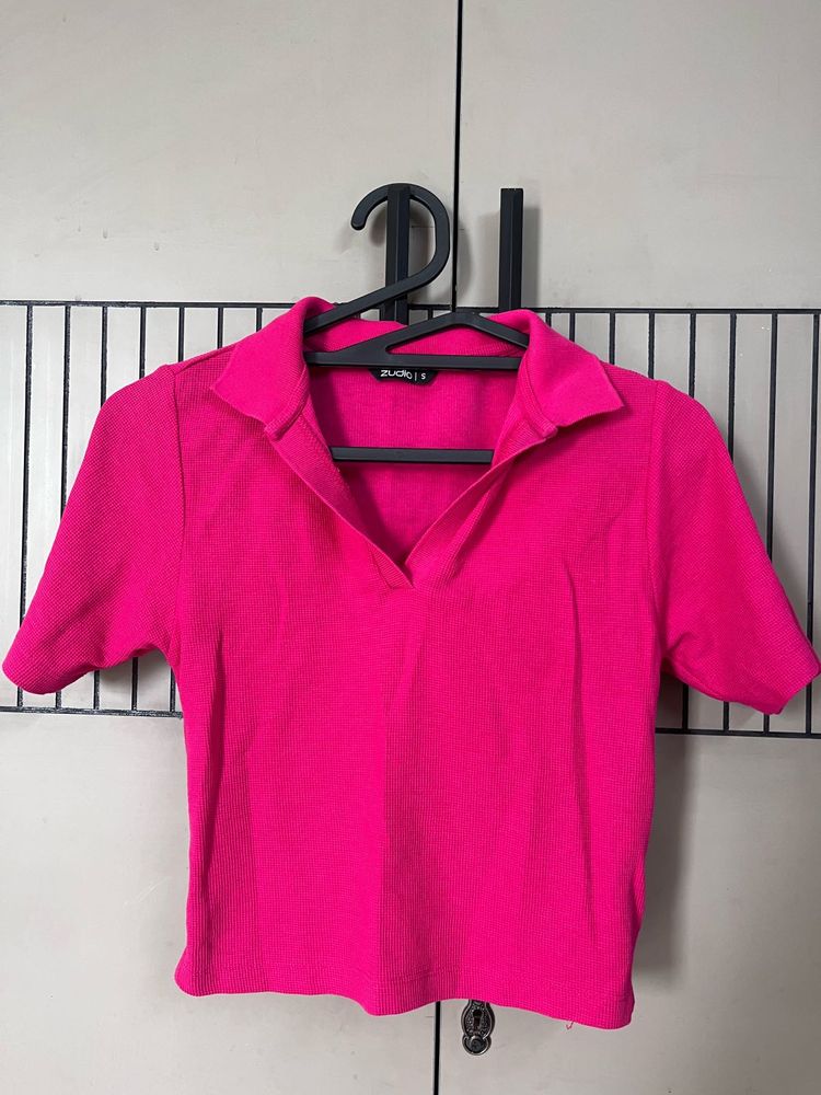 magenta collared T-shirts