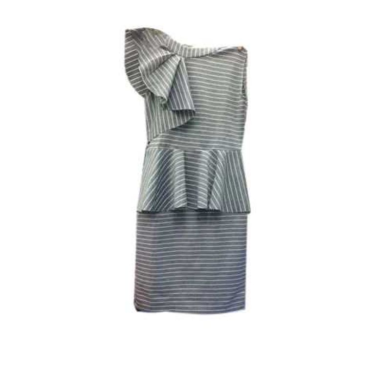 Chic Striped One-Shoulder Peplum Dress
