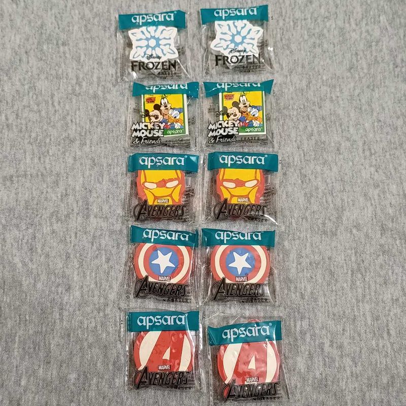 Apsara Erasers - Marvel &amp; Disney Pack Of 10