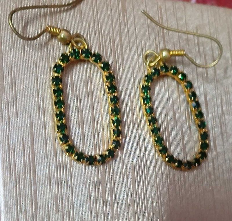 Oval Rhinestone Drop Earrings