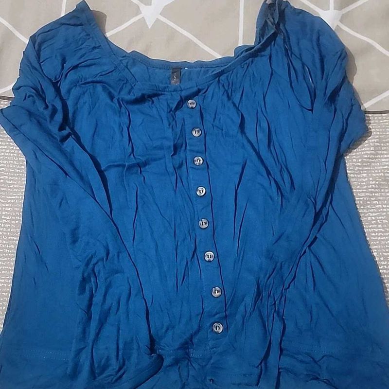 Blue Button-Down Top
