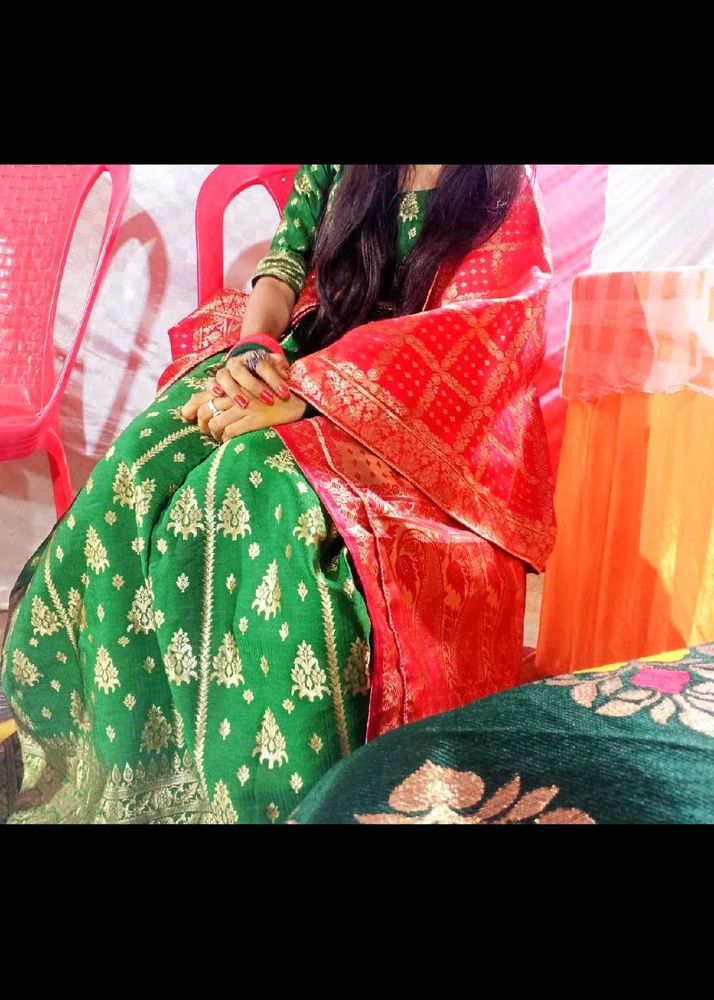 Green &amp; Red Lehnga For Mehndi Function &amp; Others