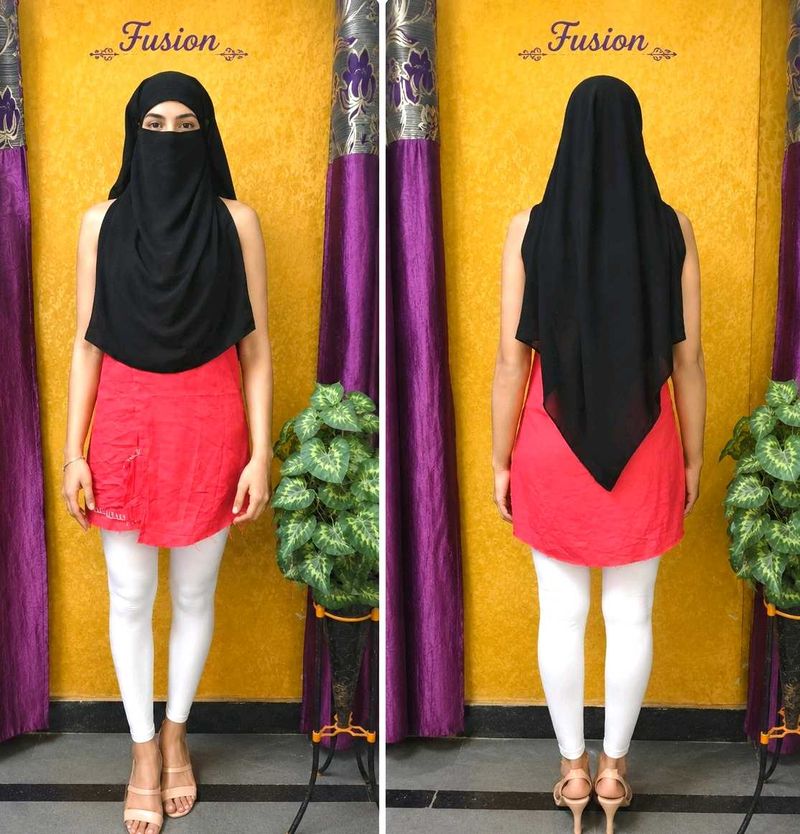 Elegant Black Sheer Naqab face piece double cover