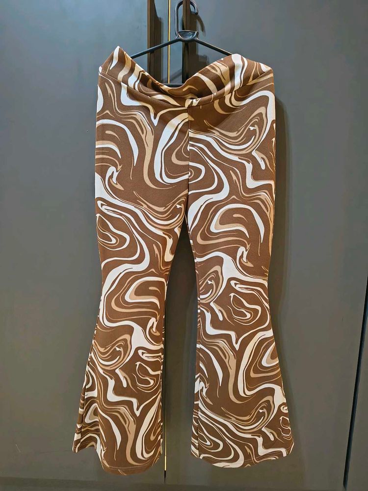 Retro Swirl Print Flare Pants