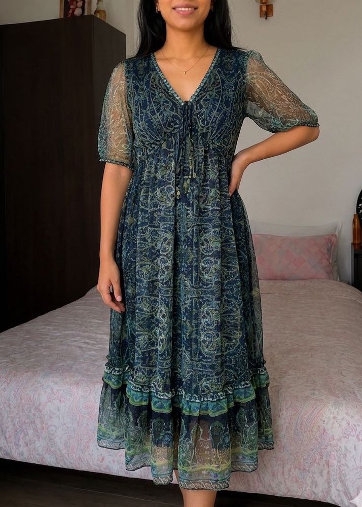 Zudio Paisley Print Georgette Maxi Dress / Gown