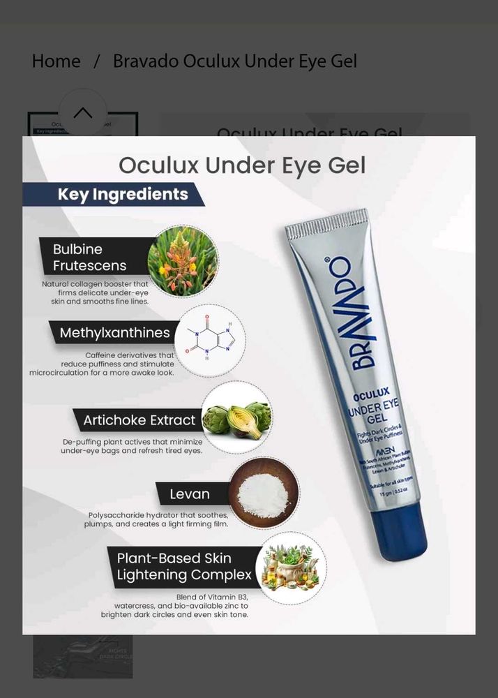 Bravado Oculux Under Eye Gel