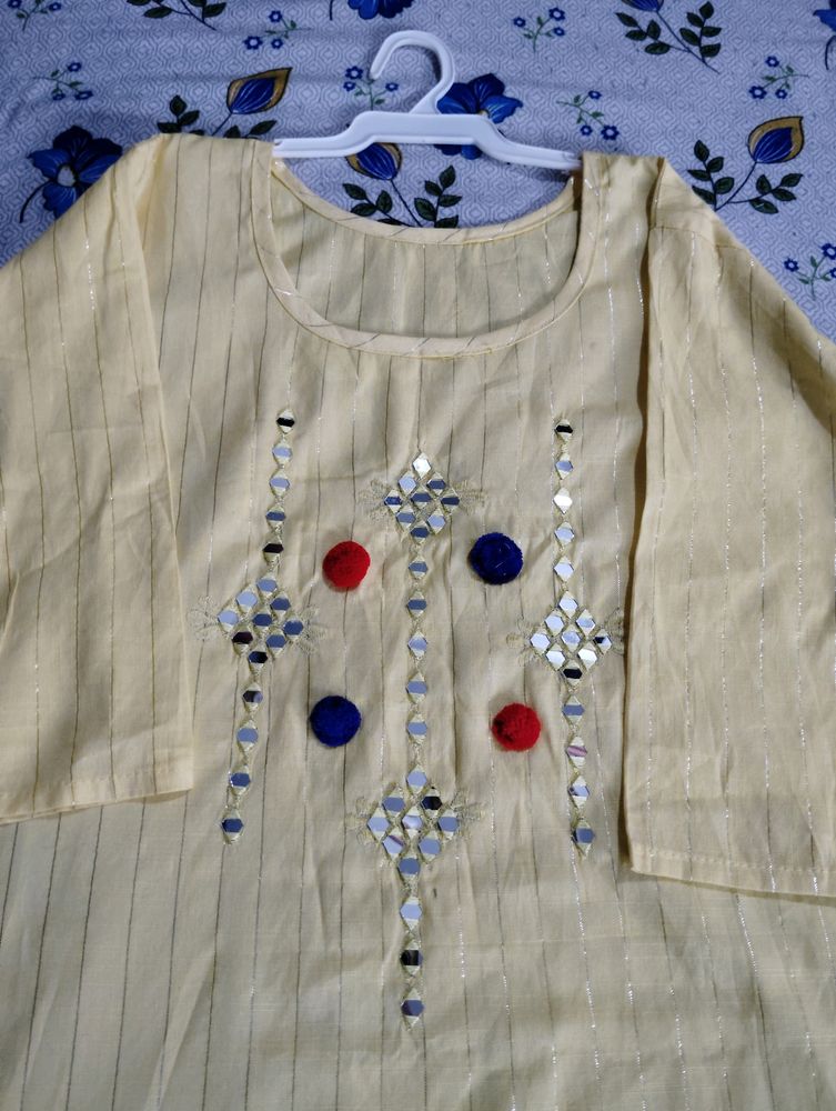 Embellished Yellow Kurti