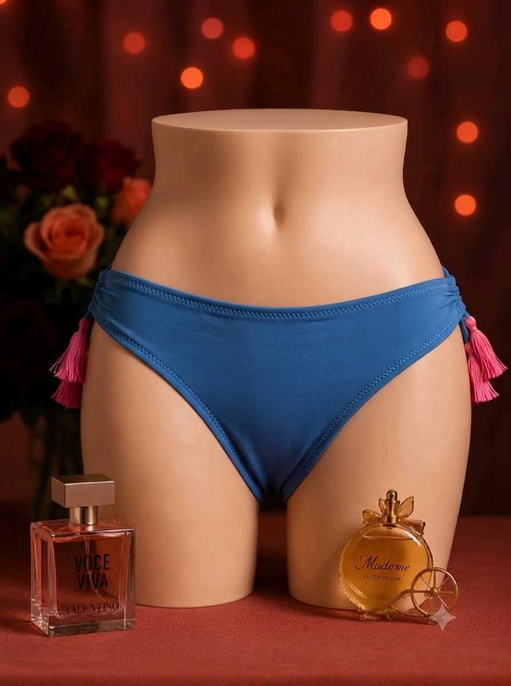 Blue Bikini ⚛️Bottom with Pink Tassels