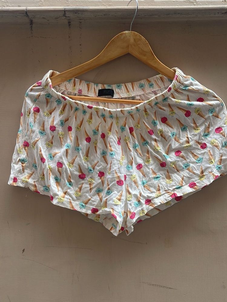 Cute Ice Cream Print Pajama Shorts