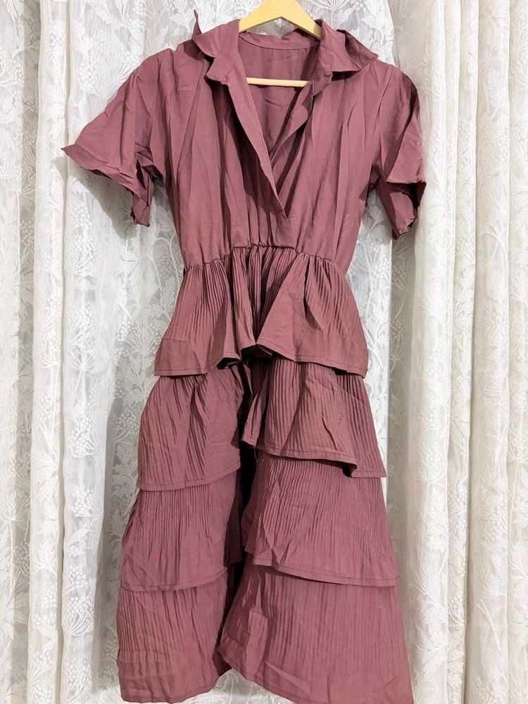 Korean style Ruffled Tiered Midi Dress