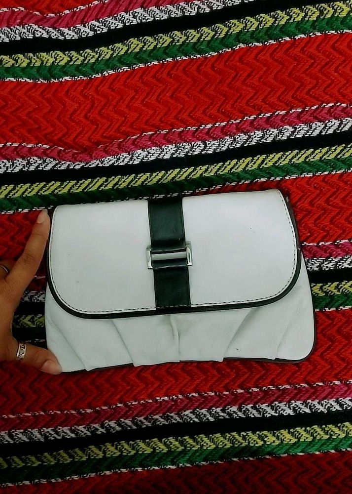Imported Hand Made Leather White Clutch