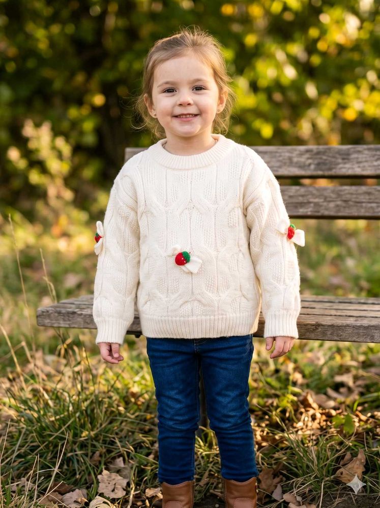 Hostoyo Kids Cream Strawberry Sweater 🍓