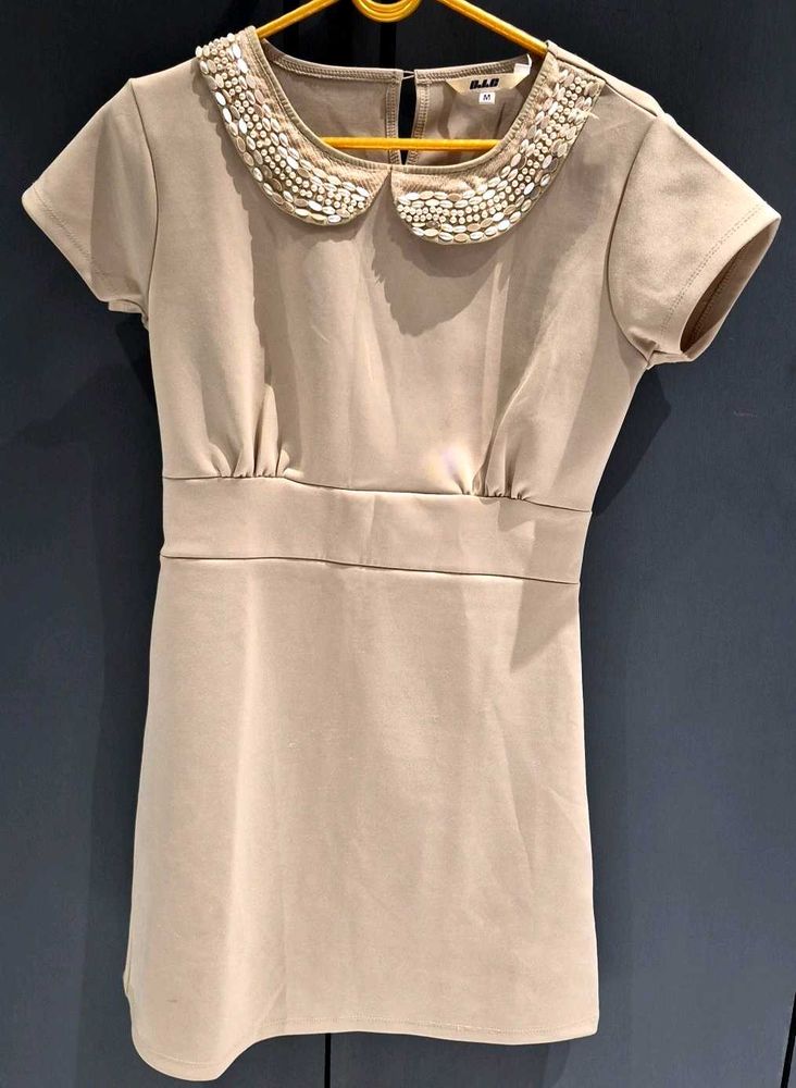 Chic Embellished Collar Dress (32 inches length)