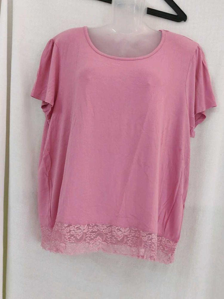 Pink Lace Trim Top(XL)