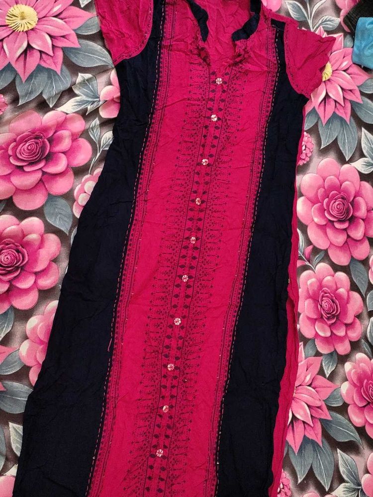Pink and blue Printed Kurta