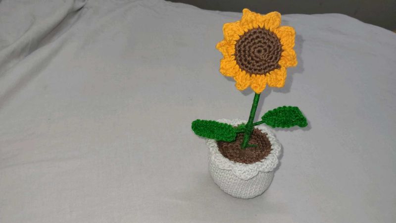 Handmade Crochet Sunflower With pot