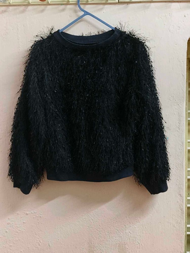 Black Textured Knit Sweater